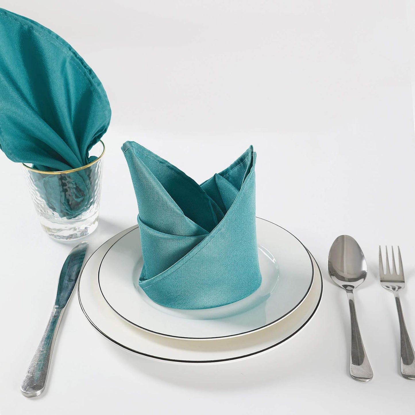 Cloth Napkins 17x17 inch Washable Polyester Dinner Napkins Soft Table Napkins for Wedding Party Dining Banquet(Teal,25PCS)