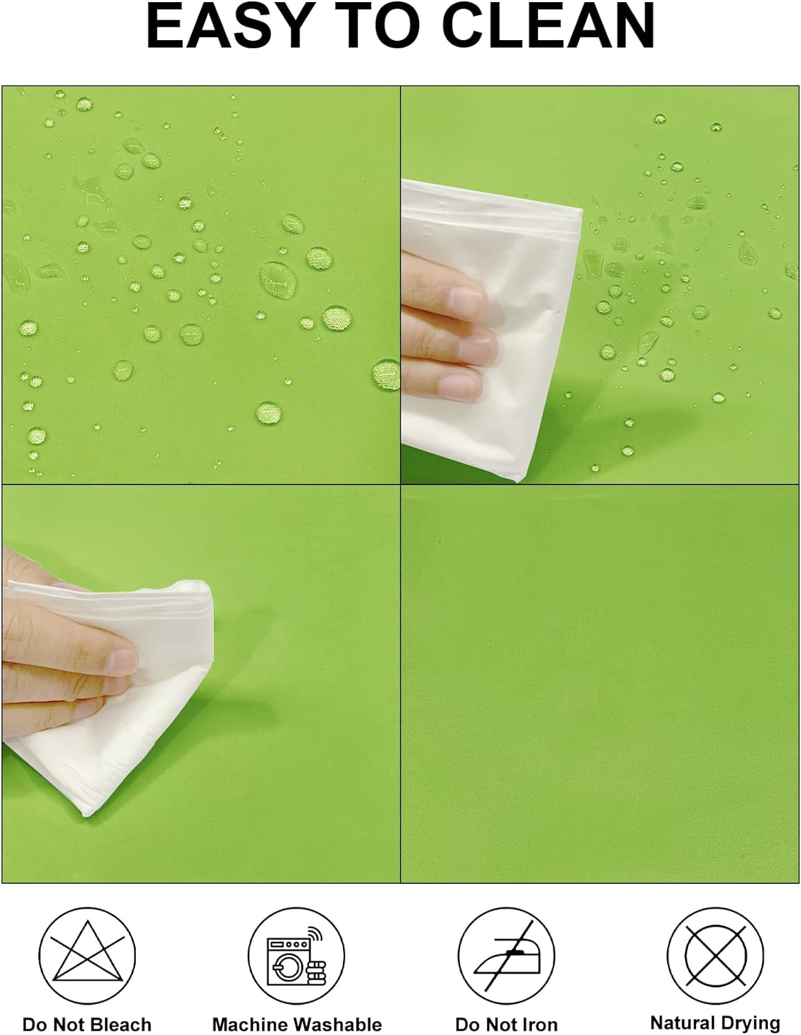 Fokitut 2 Pack Waterproof Round Tablecloth, 70 Inch, Stain Resistant and Wrinkle Polyester Table Cloth, Fabric Table Cover for Kitchen Dining, Wedding, Party, Holiday Dinner-Apple Green