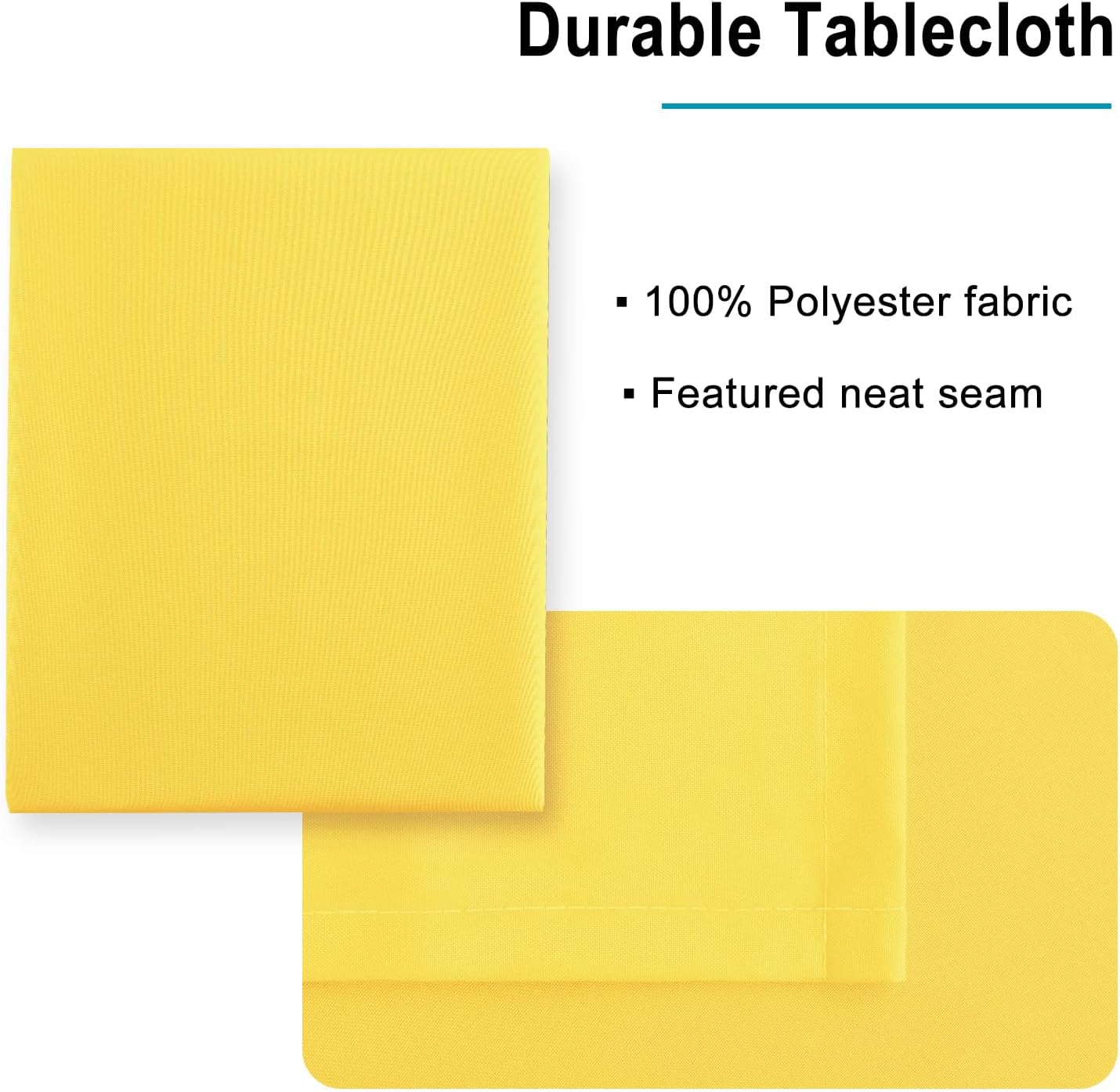 Hiasan Waterproof Tablecloth Rectangle - Washable Fabric Table Cloth for Dining Room Kitchen Birthday Party and Outdoor Use, Yellow, 60 x 140 Inch