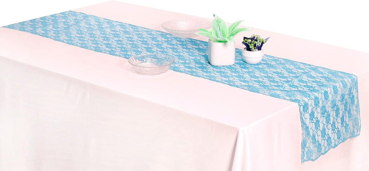 MDS Pack of 12 Wedding 12 x 108 inches Satin Table Runner for Wedding, Decorations for Birthday Parties, Banquets, Graduations, Engagements, Runners fit Rectangle, Round Table- Turquoise