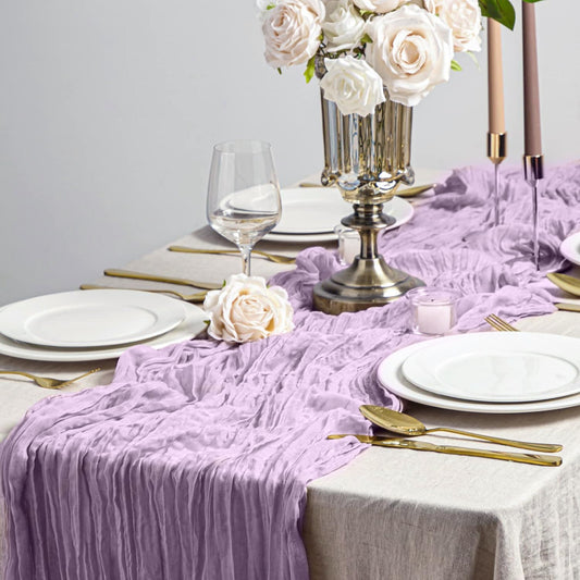 Lilac Purple Cheesecloth Table Runner Boho 10ft Gauze Cheese Cloth Gorgeous Table Runner for Baby Shower Wedding Bridal Shower Fall Thanksgiving Table Decor