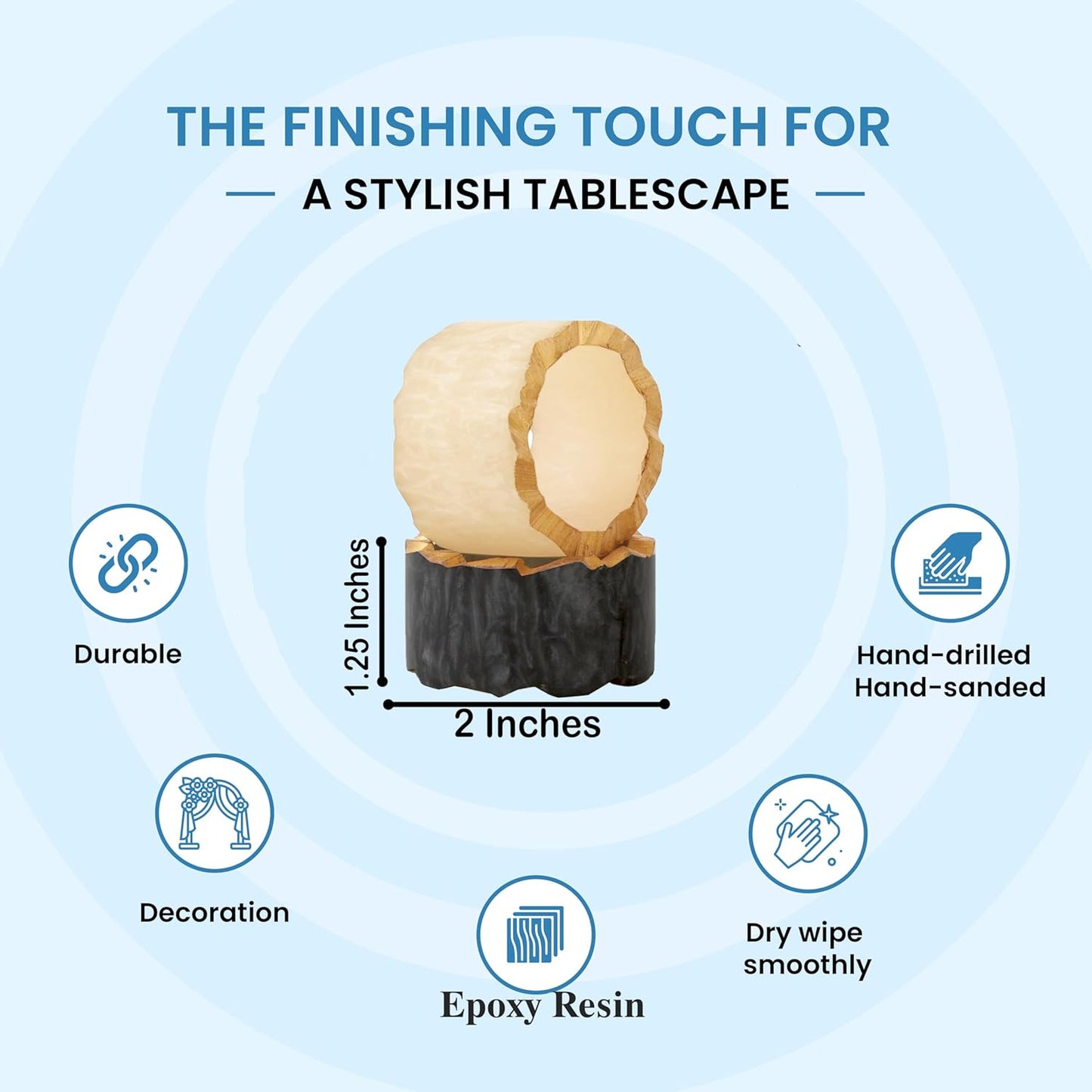 12 Pieces Epoxy Resin Napkin Rings - Farmhouse Napkin Rings Holder for Wedding, Banquet, Adornment for Table Settings, Boho Style for Dining Table, Wedding (Black & Cream)- ALPHA Living HOME