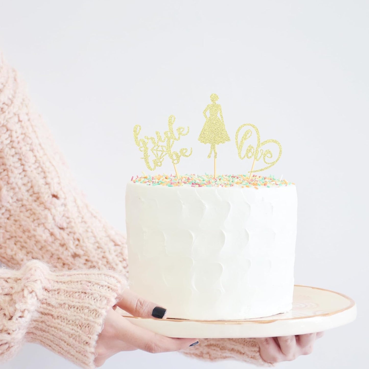 Sotpot 24PCS Bride to Be Cupcake Toppers with Heart Gold Glitter Dress Bridal Shower Cupcake Picks for Wedding Bridal Shower Wedding Engagement Party Cake Decorations