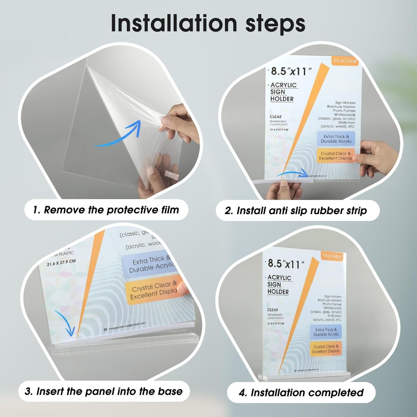 MaxGear Acrylic Sign Holder 8.5 X 11 Inches 18 Pack, Double Sided Plastic Display Stands Table Top Acrylic Frame, Clear Paper Holder Menu Flyer Stand for Stores, Restaurants, Hotels, Office