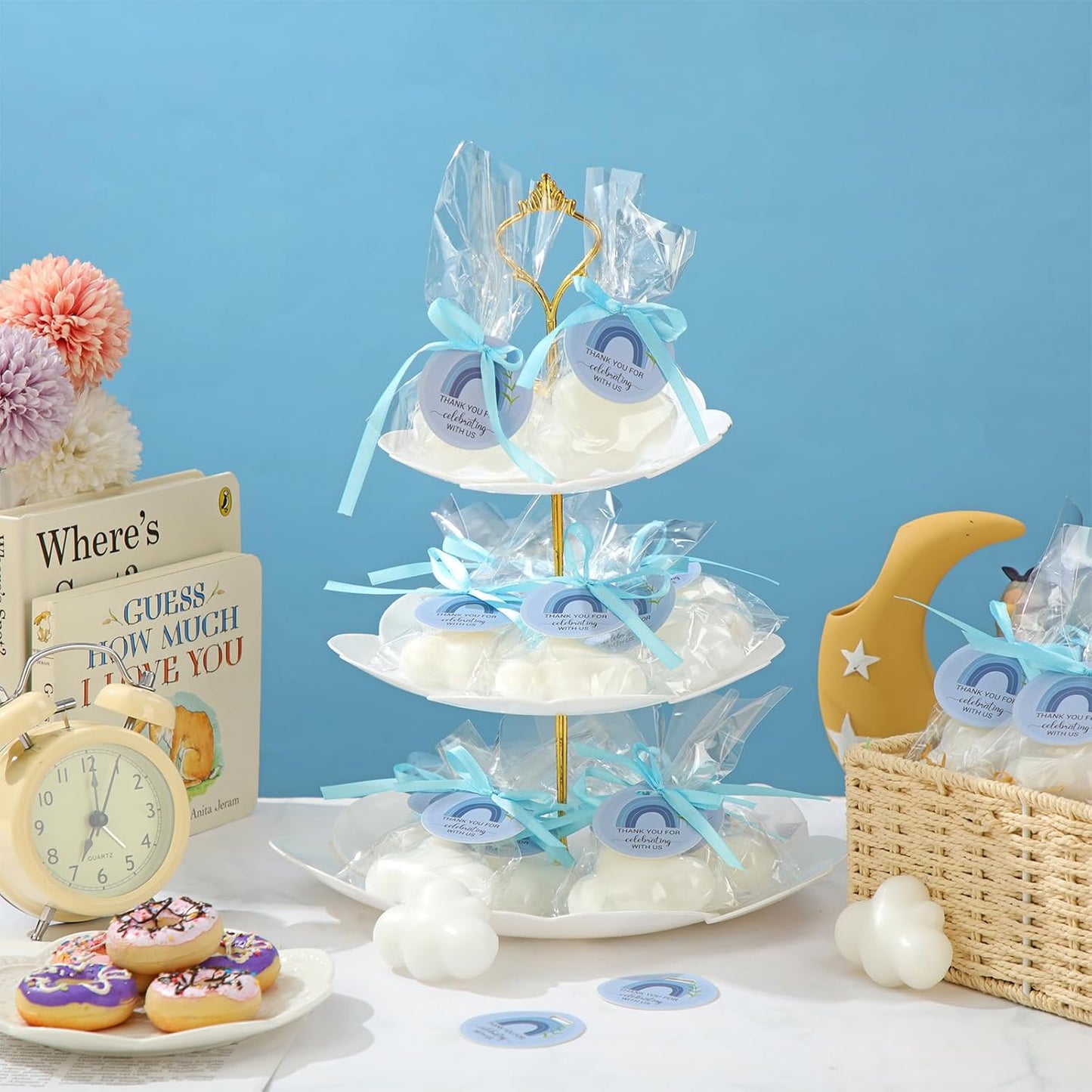 Demissle 20 Pcs Cloud Baby Shower Soap Favors Mini Handmade Soap Gifts with Thank You Card for Guests Christmas Party Wedding Return Gifts Bridal Shower Decorations(White)