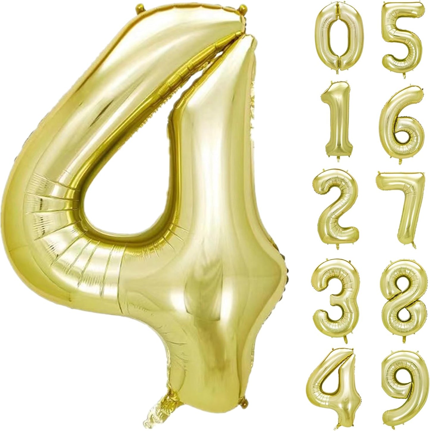 40 Inch Numbers 4 Light Gold Large Balloon Digital 4 for Birthday Party, 0-9 Birthday Party Decorations,Foil Mylar Big Number 4 Wedding Graduations Photo Shoot Decorations(Number 4)