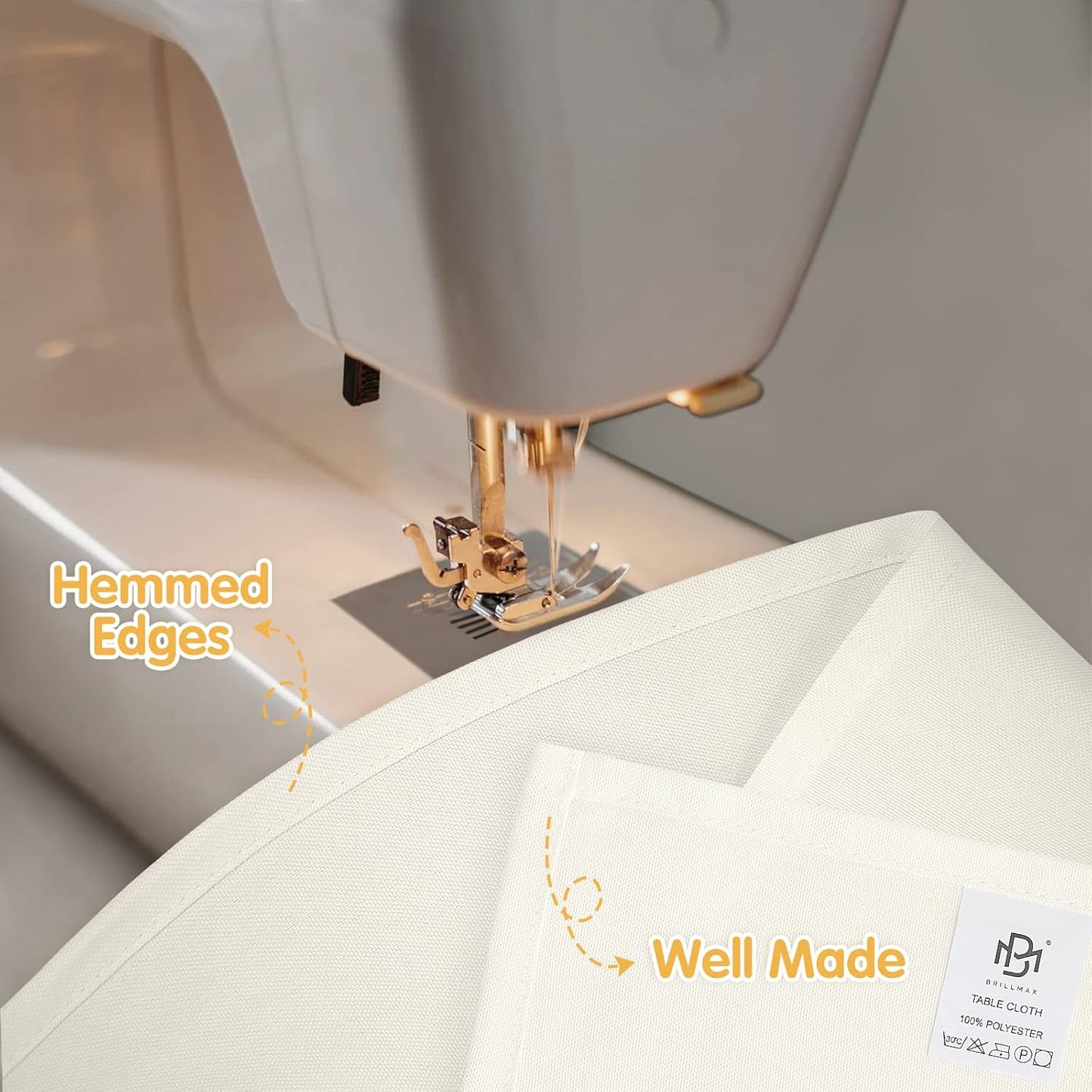 BRILLMAX 6 Pack Ivory Tablecloths for 6 Foot Rectangle Tables 90 x 132 Inch - 6ft Rectangular Bulk Linen Polyester Fabric Washable Cloth Cover for Wedding Reception Banquet Birthday Party