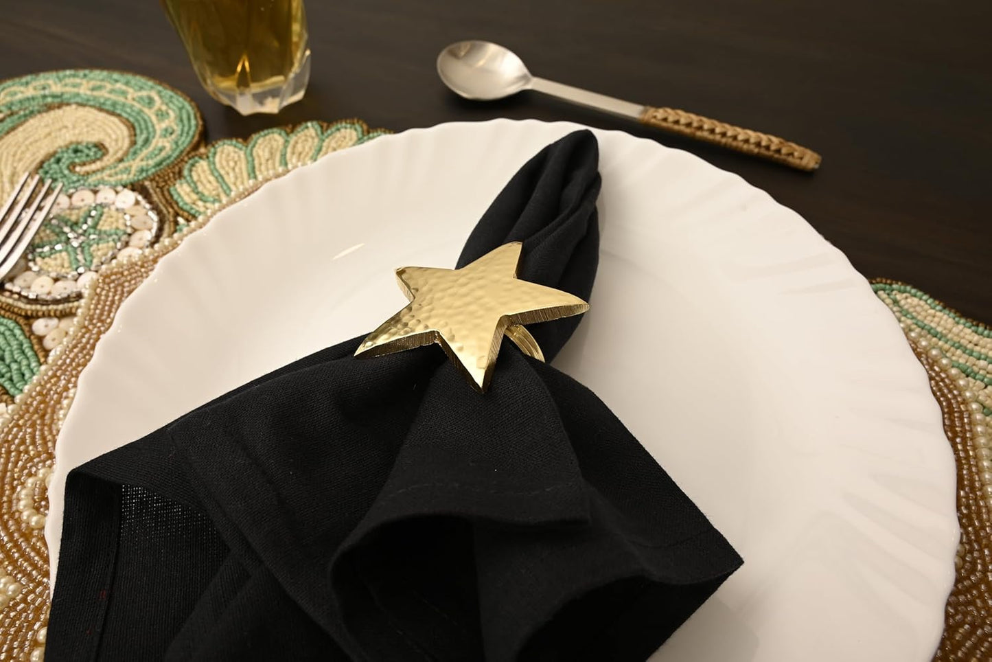 Napkin Rings Set of 12, Star Napkin Holders, Rustic Napkin Rings, Premium Metal Napkin Ring Bulk for Party Decoration, Dinning Table, Everyday, Family Gatherings (Gold) - ALPHA Living HOME