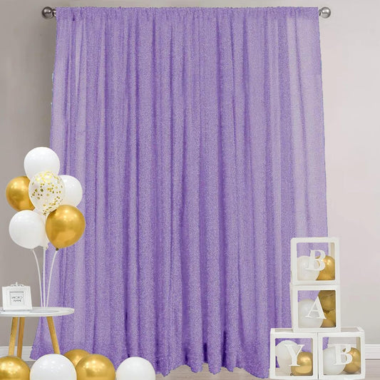 10x10FT Lavender Purple Metallic Sheer Spandex Backdrop, 1 Panel Glitter Photography Background Backdrop, Stretchy Spandex Fabric for Wedding, Party, Baby Shower, Photo Booth Decor