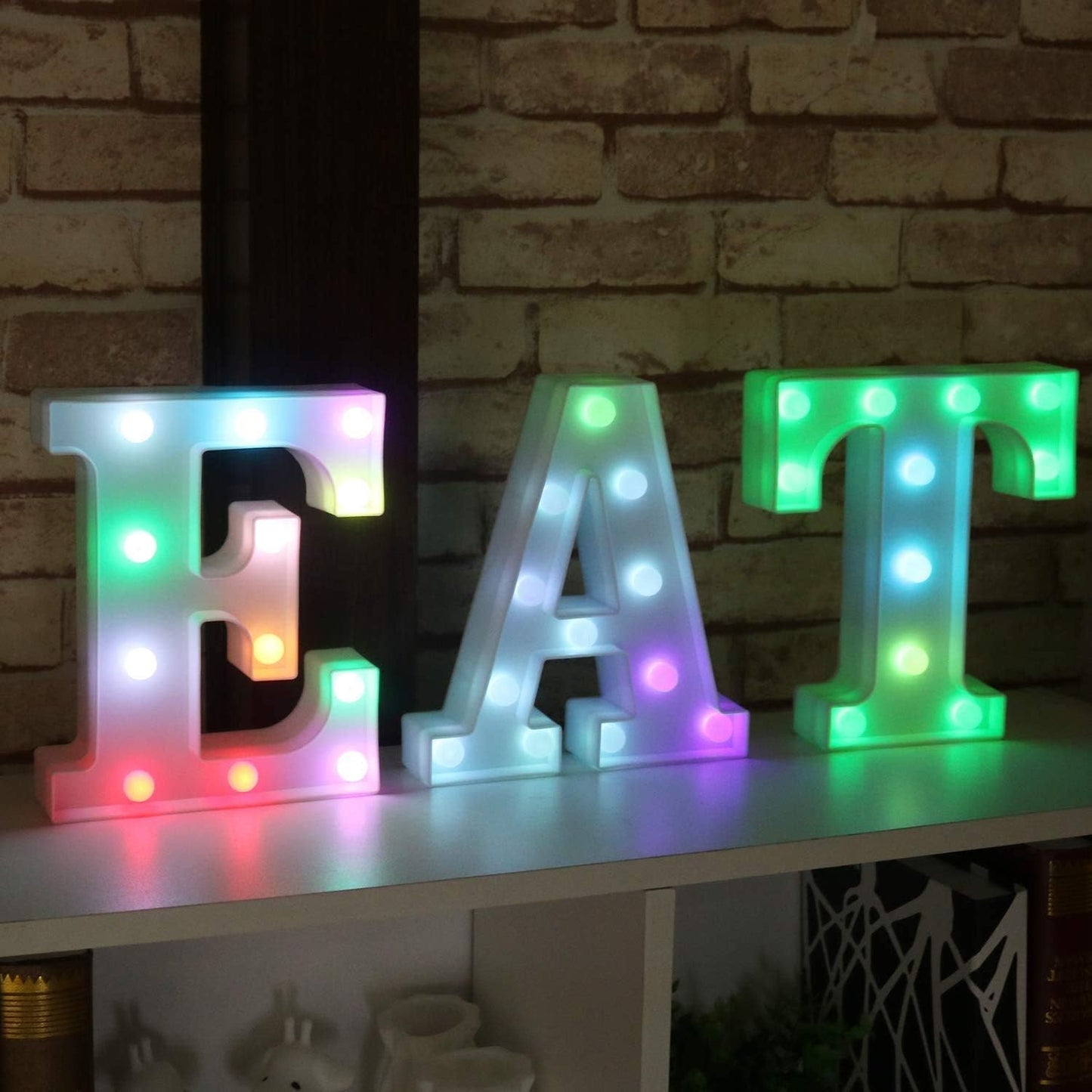 Pooqla Colorful LED Marquee Letter Lights with Remote – Light Up Marquee Signs – Party Bar Letters with Lights Decorations for The Home - Multicolor I