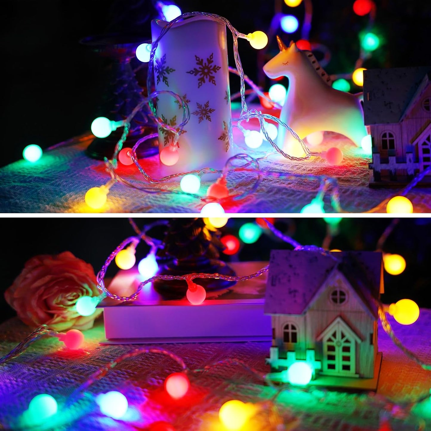 100LED Connectable String Lights Indoor Outdoor for Bedroom, 43ft Multicolor Fairy Lights with Remote & Timer, Plug in 8 Modes Waterproof Globe Hanging Twinkle Light for Room Classroom Wedding Decor