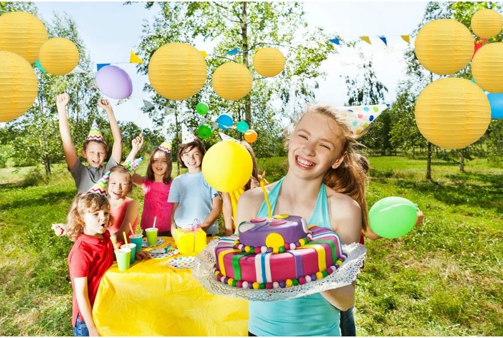 BEISHIDA 6-Inch Yellow Round Paper Lanterns Decorative Hanging Asia Chinese Japanese Paper Lanterns Lamp for Birthday Halloween Wedding Baby Bridal Shower Fall Home Decor Party Decoration（6 Packs）