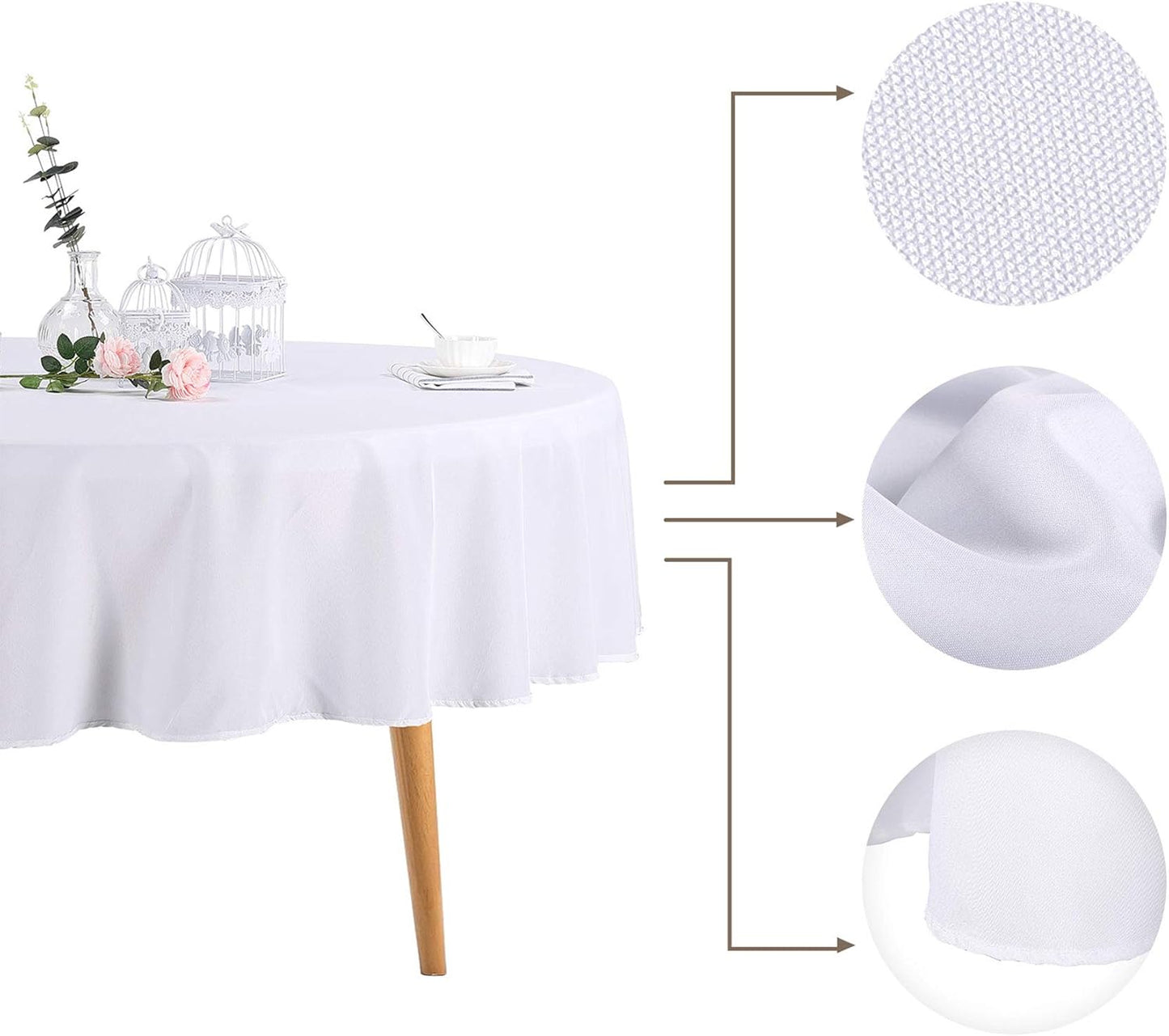 Ascoza 2pack 60 Inch White Rectangular Tablecloth in Polyester Fabric for Wedding/Banquet/Restaurant/Parties