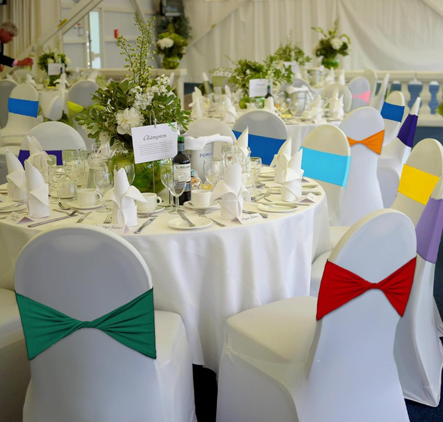 VDS Pack of 125 PCS | Terracotta | Spandex Chair Sashes Bows Without Buckle | Stretch Elastic Banquet Universal Folding Chair Band Tie with for Wedding Party Conference Celebration Event Decoration