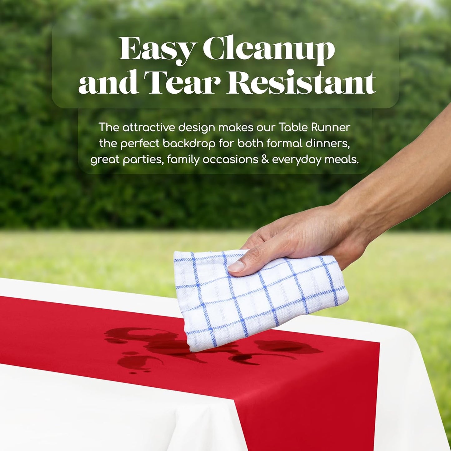 Red 6 Pack Premium Disposable Plastic Table Runner 14 x 108 Inch. Table Runner for Dinner Parties & Events by Grandipity