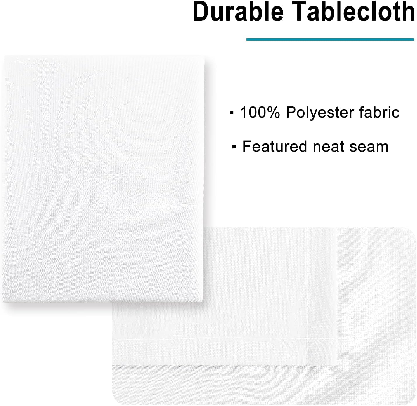 Hiasan White Rectangle Tablecloth - Waterproof Spillproof and Wrinkle Resistant Washable Polyester Table Cloth for Dining Party, 90 x 90 inch