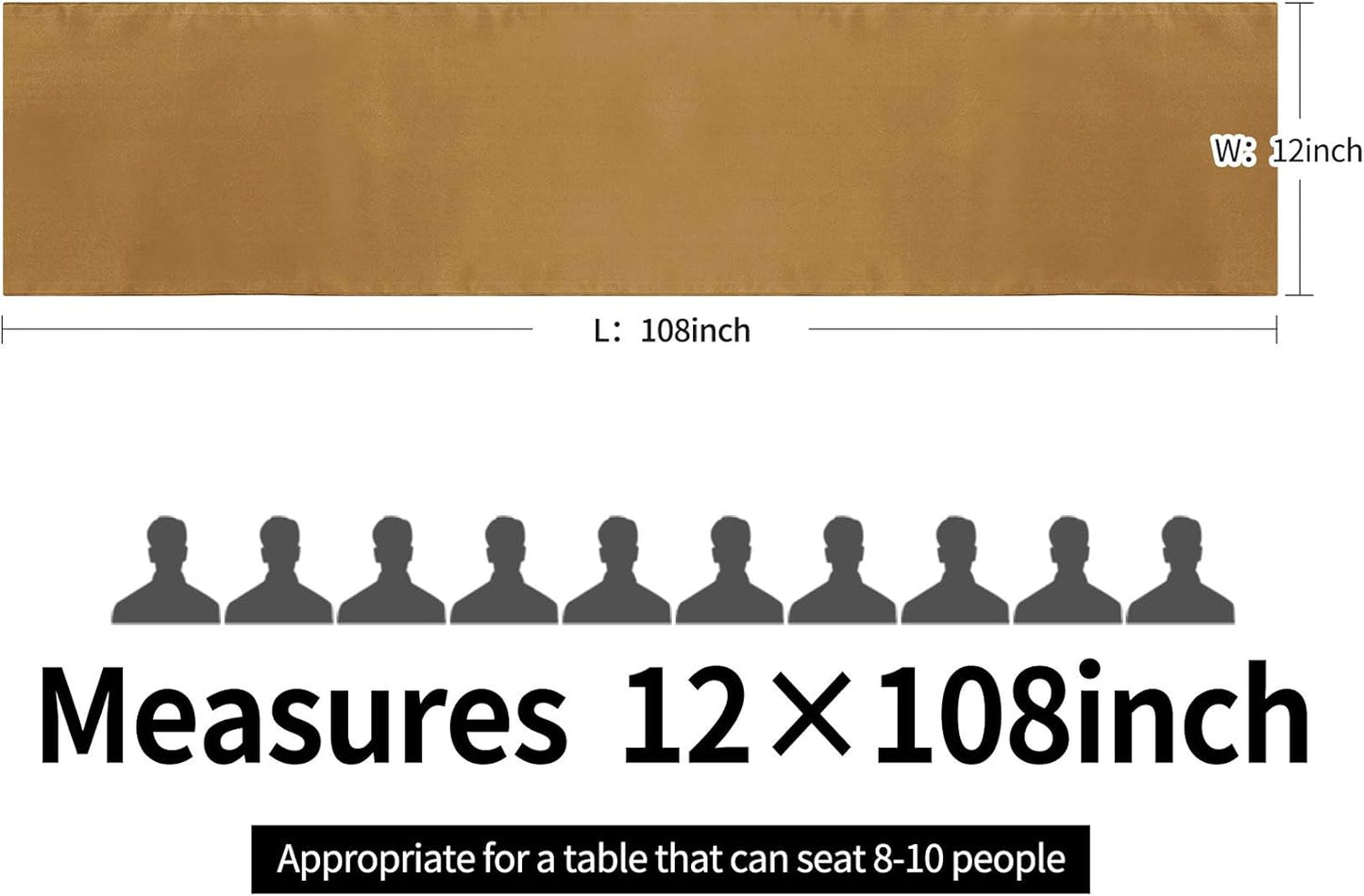 10-Pack Satin Table Runner Old Gold 12 x 108 inches Long, Table Runners for Wedding, Birthday Parties, Banquets Decorations（10 Pack, 12x108 Inch, Old Gold）