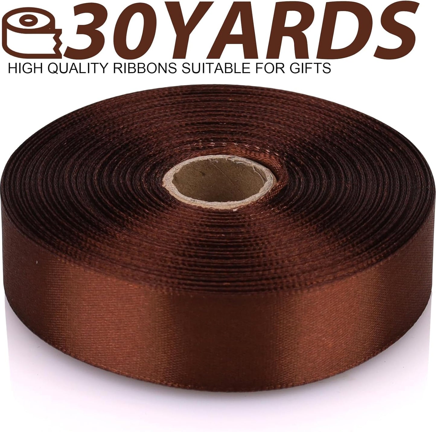 Brown Ribbon 7/8 Inch 30 Yards Satin Craft Ribbon-Single Face Polyester Ribbon for Handmade Roses,Gift Wrapping,Timeless Flower,Bouquets,Wedding and Party Decoration