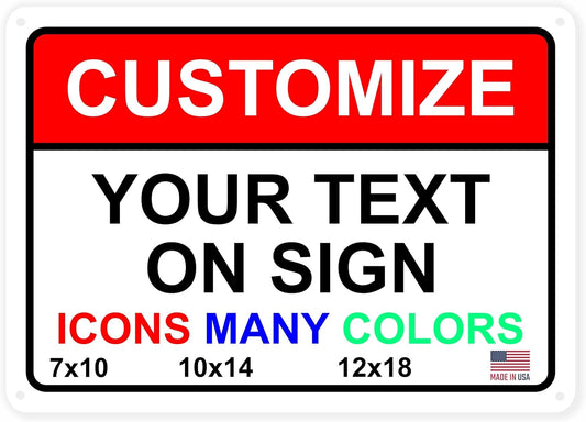 Custom Signs Outdoor Metal for Home Office Business, Personalized, Door, Porch, Delivery, Man Cave, Shop, Garage, Street. For Outside or Inside Use. Our Metal Signs Are UV Printed Solid Aluminum (14x10 inches, Header Box)
