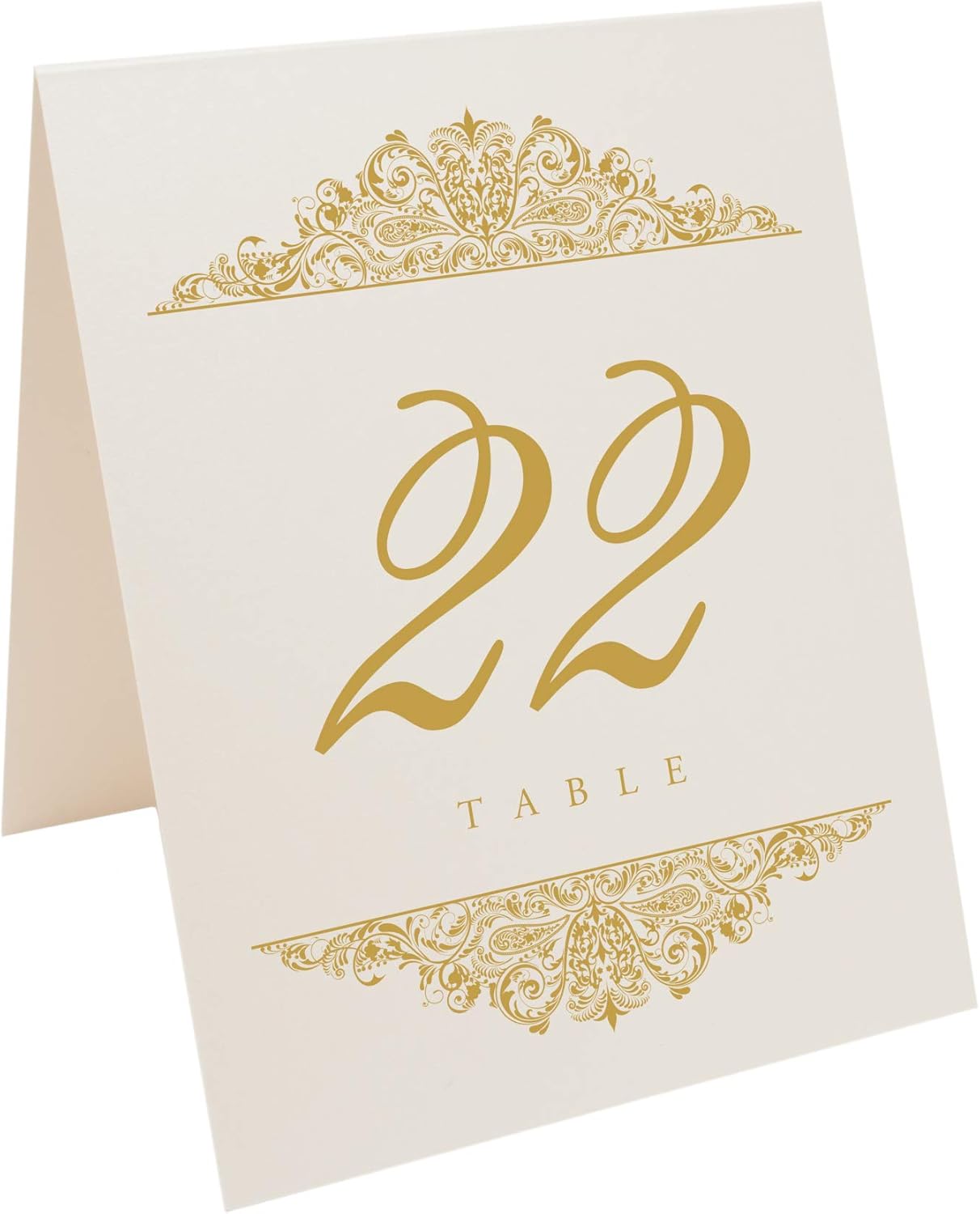 Paisley Wedding Table Numbers (Select Color/Quantity), Champagne, Gold, 1-35, Double Sided, Tent or Use in a Stand, Great for Parties & Restaurants - Made in the USA