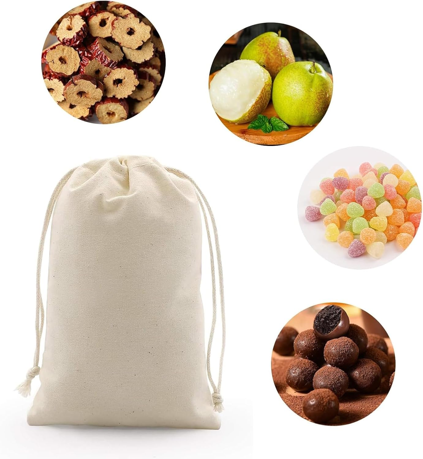 gobyhumm 20 Pieces Muslin Bags Cotton Drawstring Bags Sachet Bag for Home Supplies （5 * 7"）