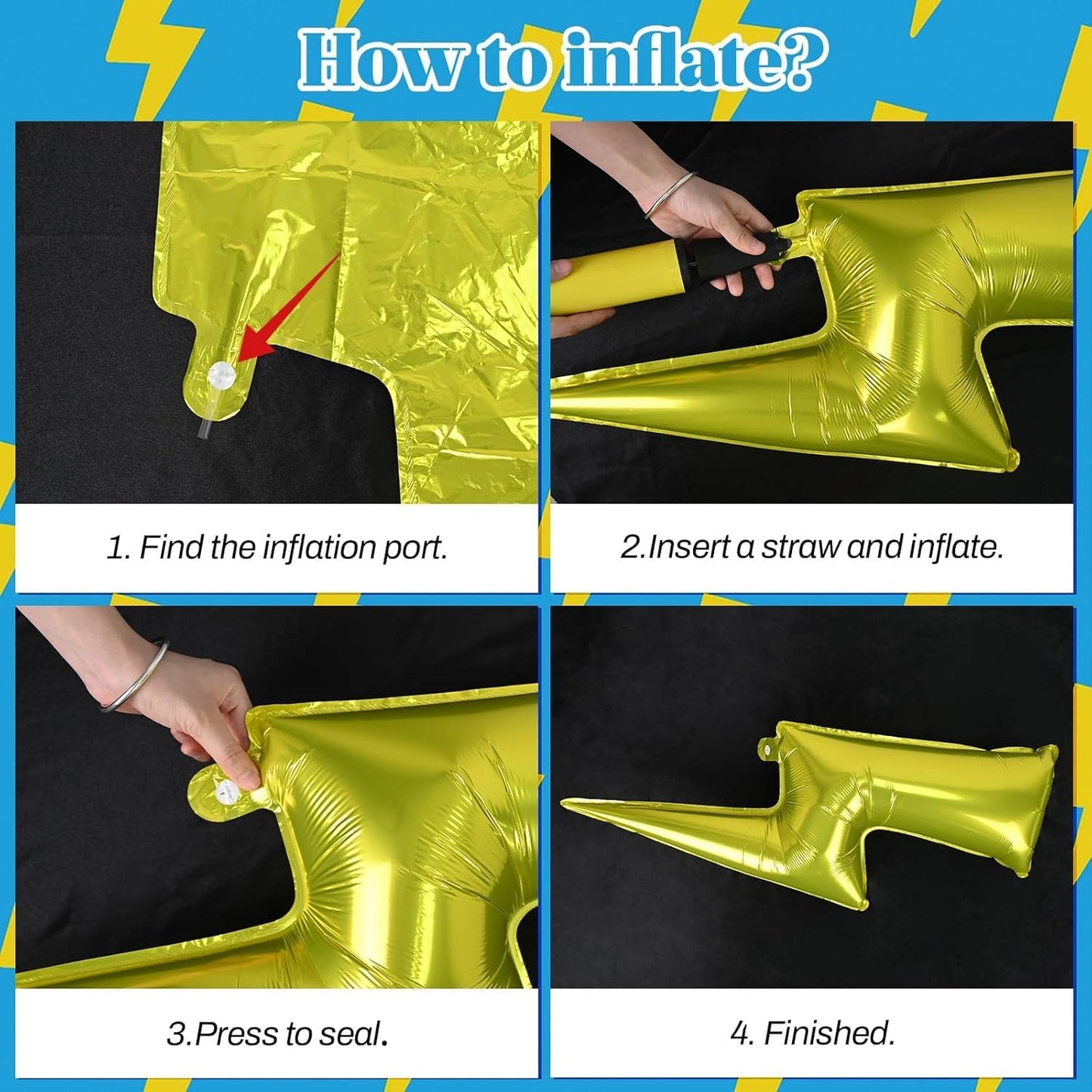 Red Yellow Blue Balloons,Cartoon Theme Balloons with 36 Inch Lightning and 22 Inch Star Foil Balloon, Red Blue Yellow Confetti Lightning Printed Balloon for Kids Boys Anime Party Carnival Circus Decor