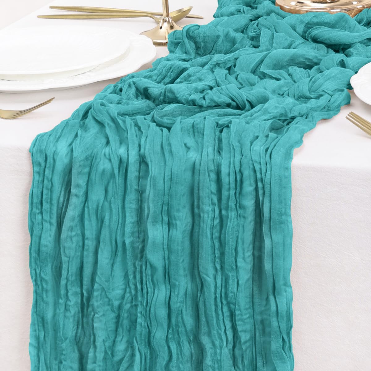 Teal Table Runner Cheesecloth Table Runners 10FT Farmhouse Table Runners 120 Inches Fall Table Decor Dining Room Centerpiece Wedding Boho Baby Shower Birthday