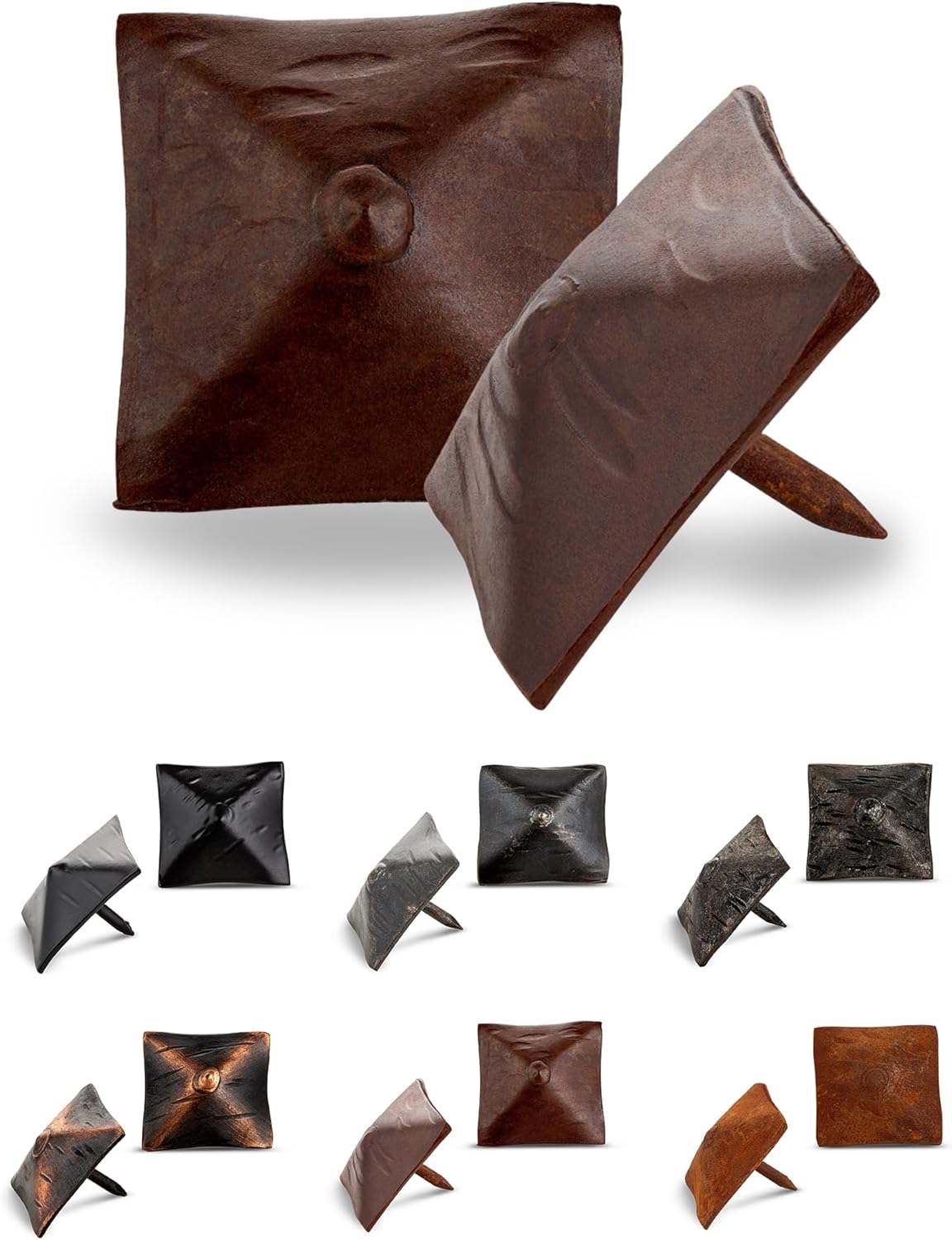50 Pack 1.25" Square Head Iron Clavos Decorative Nails – Sealed Rusted – Handmade Rustic Square Fasteners for Farmhouse Shutters, Barn Doors, Shutters, and Gates – Ornamental Wood Accent