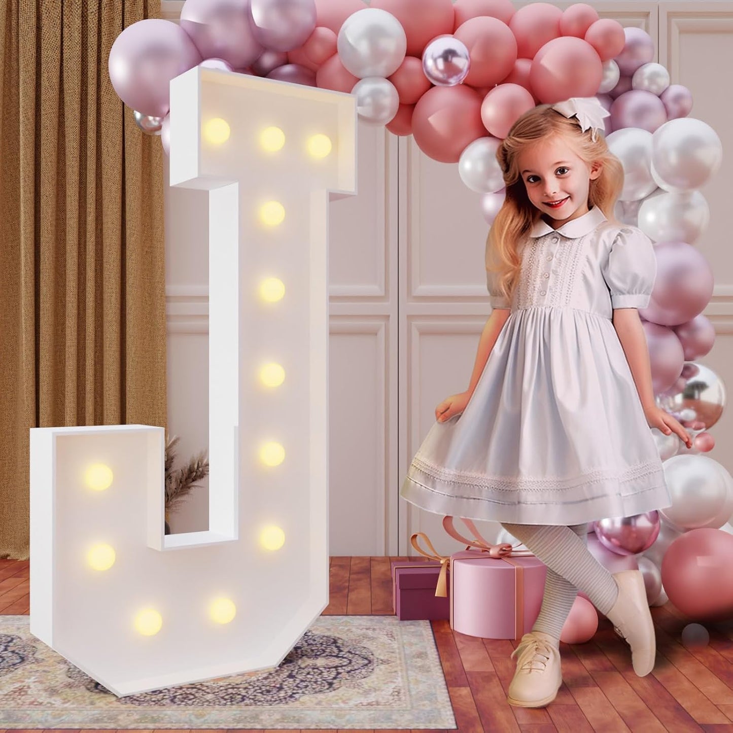 imprsv 4FT Marquee Light Up Letters for Birthday Party Decorations Large Marquee Letters for Wedding Event Bridal Shower Engagement Anniversarty Party Decor,Letter J