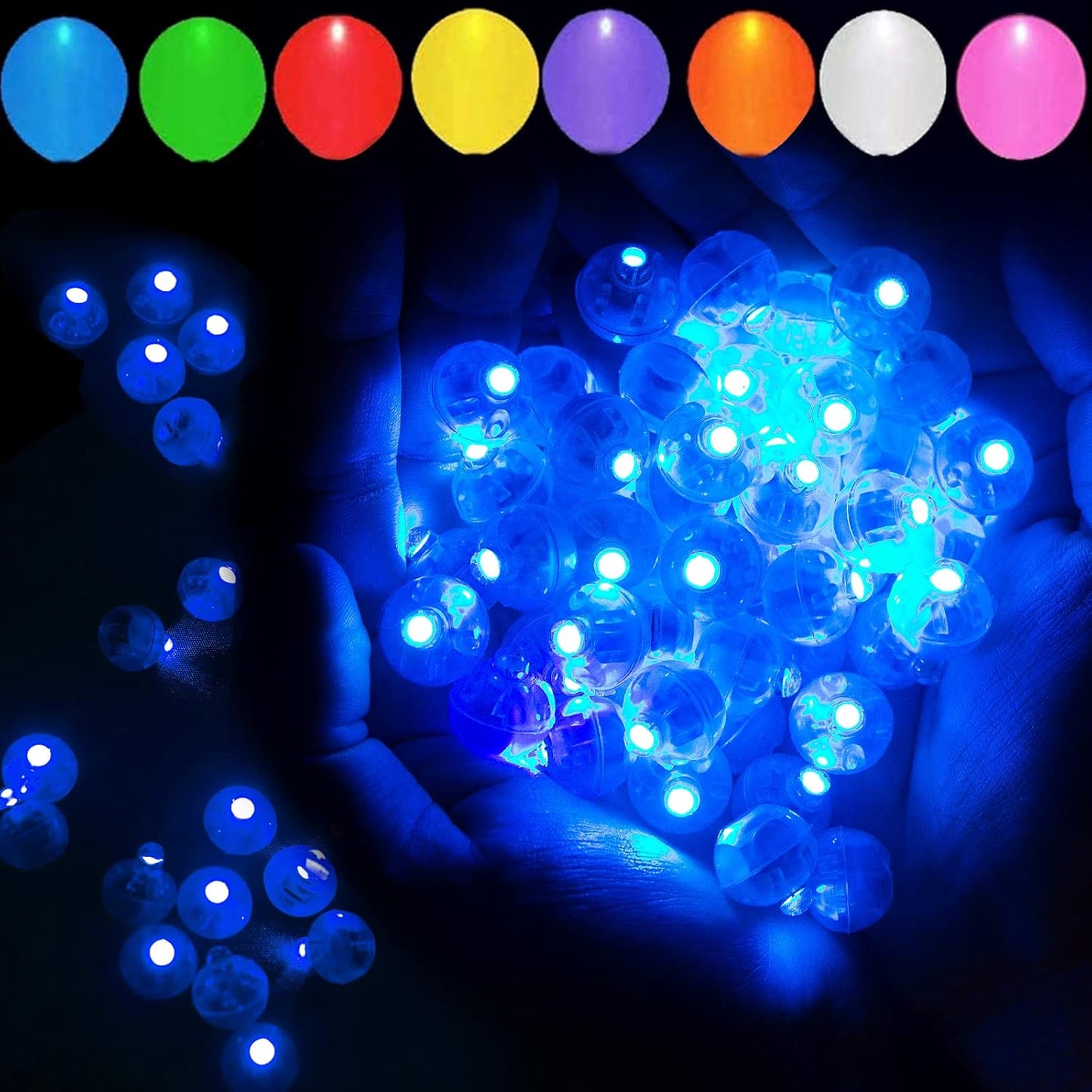 200pcs Blue LED Balloon Lights, LED Round Ball Lamp Tiny Lighting Decoration for Indoor Outdoor Party Event Fun Wedding Festival Birthday Halloween Christmas Party Supplies
