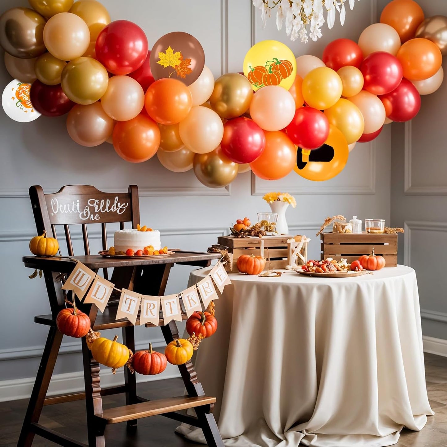 Thanksgiving Balloons, 12 Inch Orange Coffee Brown Yellow White Pumpkin Fall Maple Balloons for Boy Girl Thanksgiving Fall Birthday Autumn Party Decoration Pumpkin Baby Shower Anniversary Backdrop