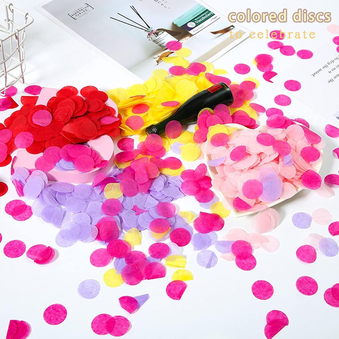 RYKOMO 20000 Pieces 1 Inch Round Tissue Paper Confetti, 7oz Multicolor Table Confetti Paper for Balloons Arts Craft DIY Scrapbooking Birthday Party Festival