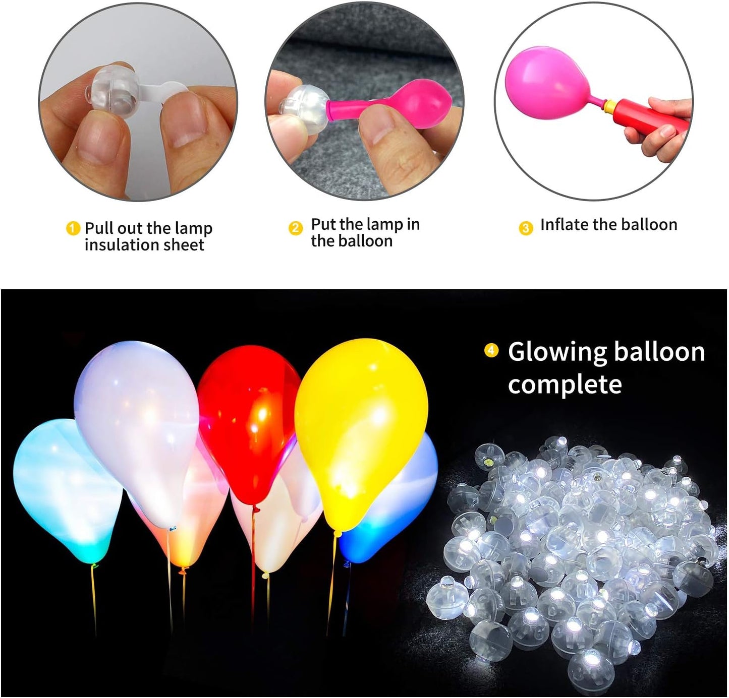 50pcs White LED Balloon Lights, Tiny Led Lights Mini Round LED Ball Lamp for Paper Lantern Balloons, Indoor Outdoor Party Event Fun Party Supplies Halloween Christmas Wedding Decoration