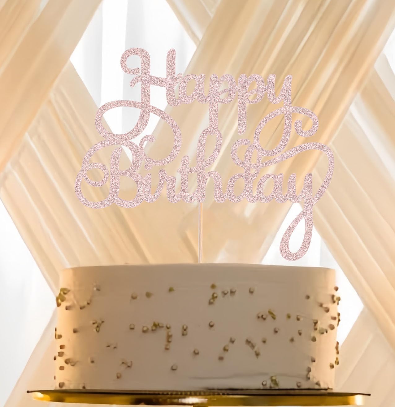 Happy Birthday Cake Topper - Rose Gold Glitter Birthday Party Cake Decoration Supplies - Happy Birthday Cake Decor, for Anniversary/Birthday Party Supplies Photo Booth Props