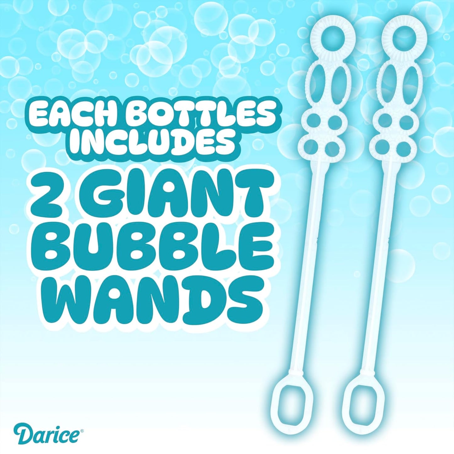 Darice 2 Pack 128oz Bubble Solution Refill for Bubble Machines & Blowers - Easter, Weddings, Birthdays, Outdoor - 4 Big Bubble Wands Included - Non-Toxic Safe for Toddlers & Kids, Colors May Vary