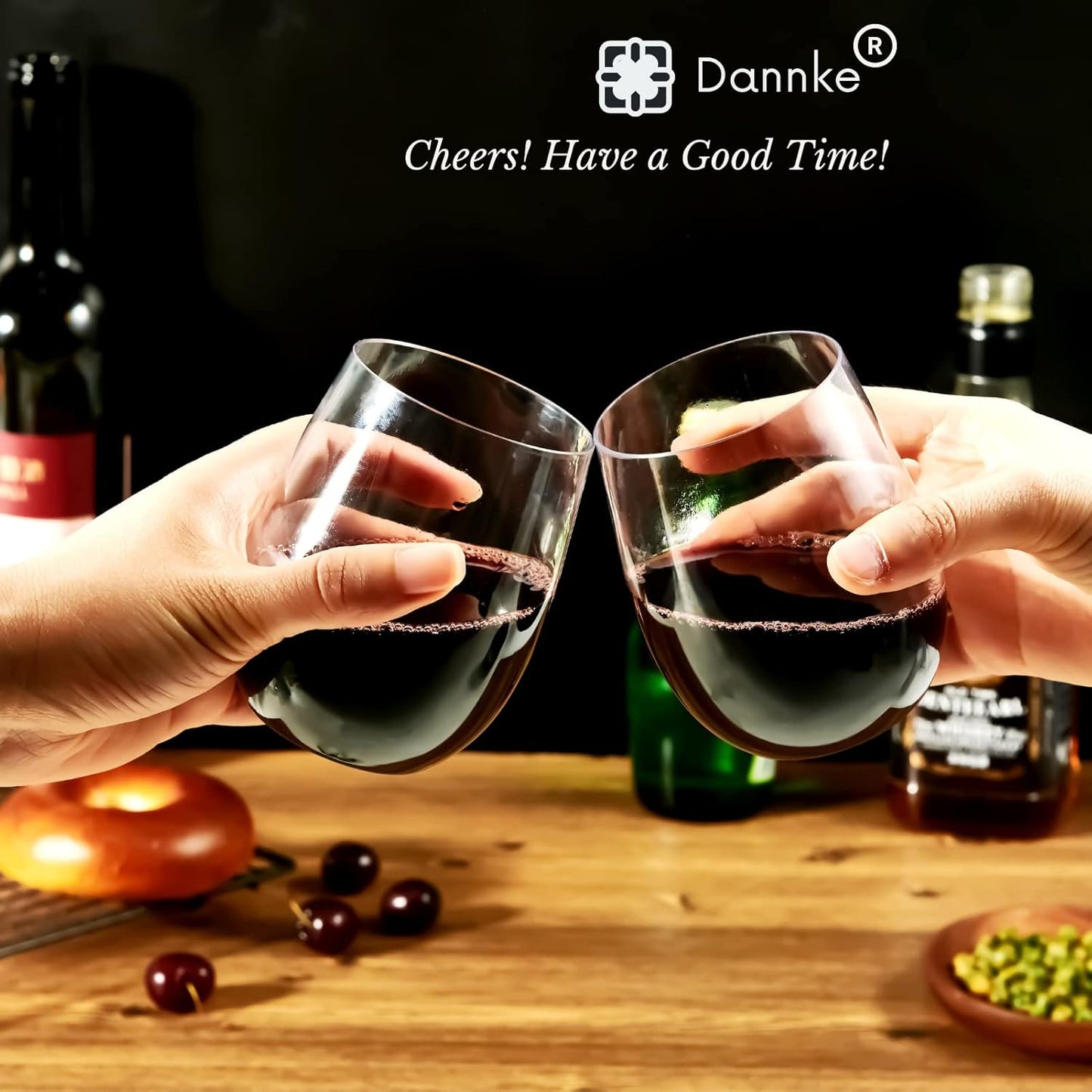 48 Stemless Plastic Wine Glasses - 12oz Clear Disposable Party Cups for Parties - Wine Tumblers