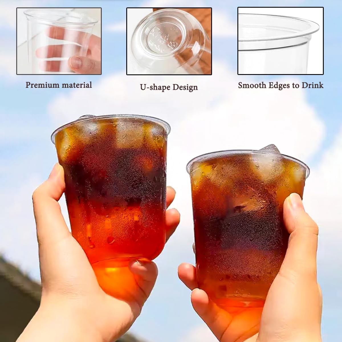 100 Pcs Disposable Stemless Glasses 12oz Plastic Cups PET Disposable Drinking Cups Cold Party Plastic Wine Glasses Classic Cup for Birthday Wedding Cocktail Halloween Christmas Party Supplies (Clear)