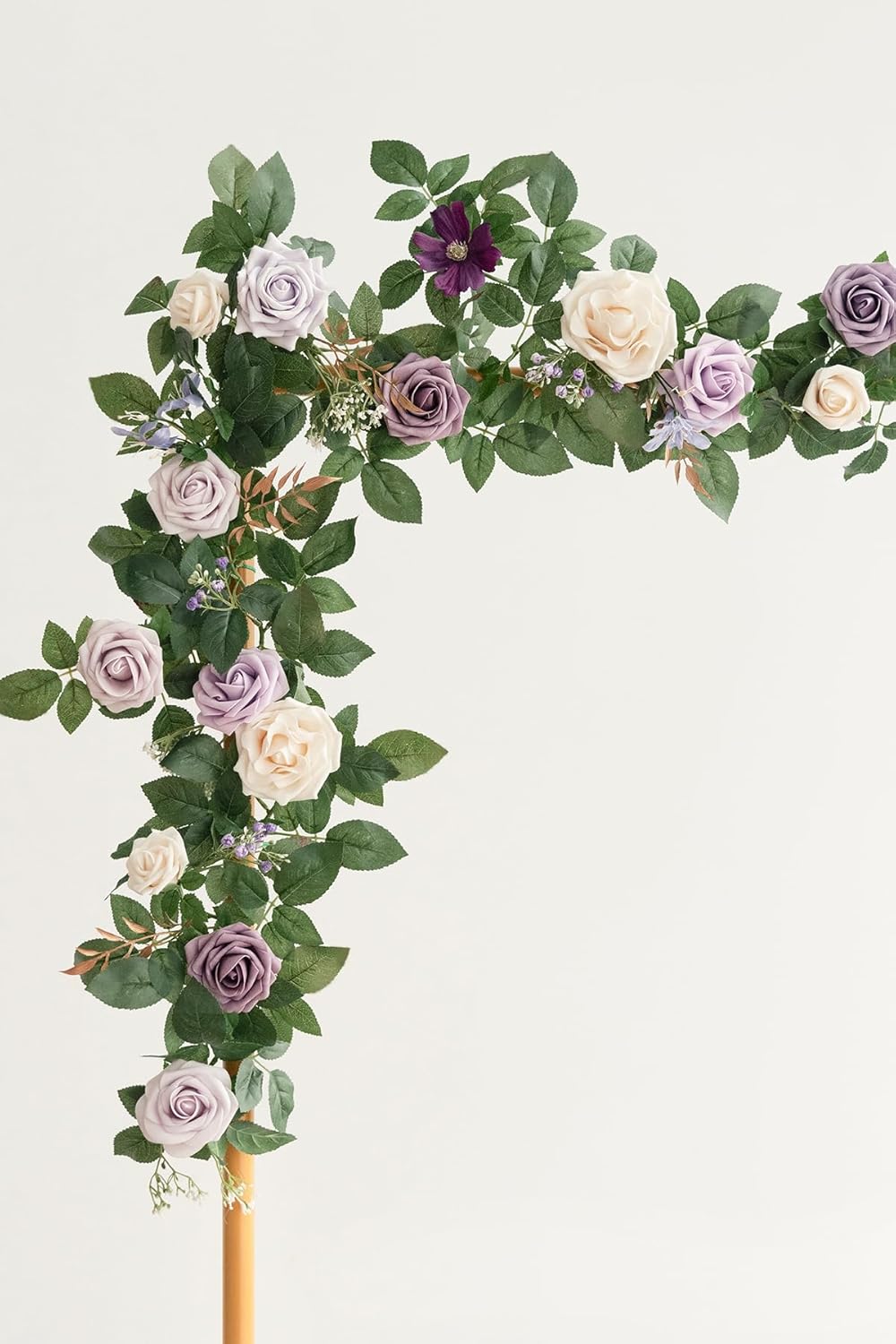 Ling's Moment 5FT Light Purple Artificial Flower Arch with Rose Leaves and Lilac for Wedding Party Backdrop Decor