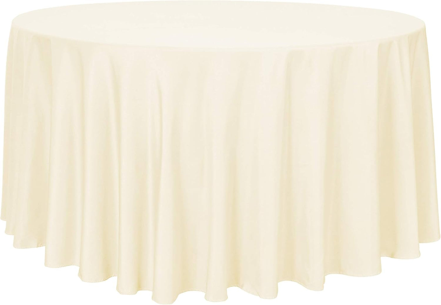 sancua Round Tablecloth - 108 Inch - Water Resistant Spill Proof Washable Polyester Table Cloth Decorative Fabric Table Cover for Dining Tables, Buffet Parties and Camping, Beige