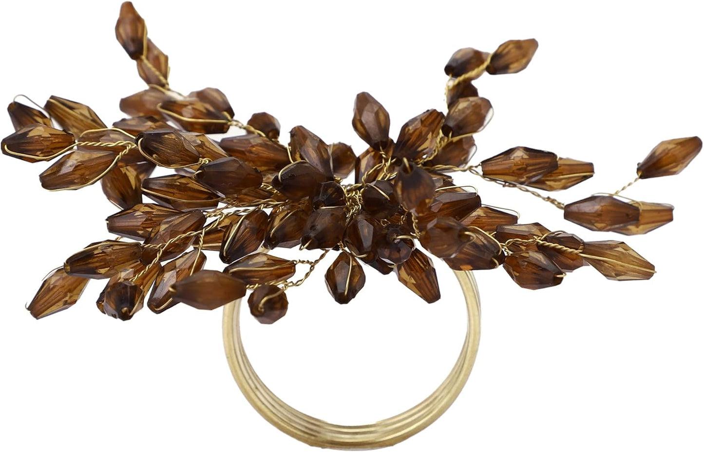 Napkin Rings Set of 6 for Dining Table Decoration Parties Everyday Metal Napkin Holder Leaf Coffee (Pack of 6)