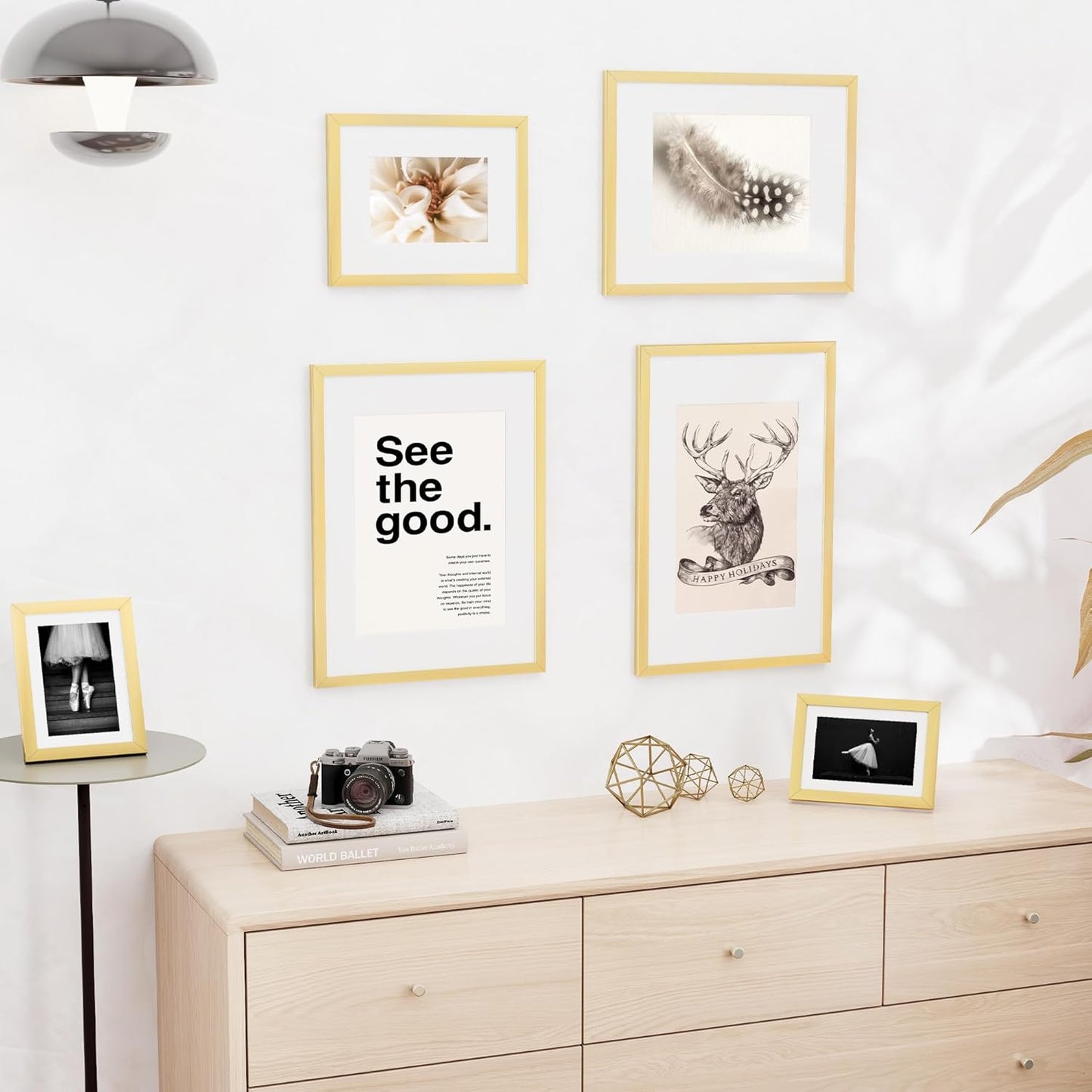 16x20 inch Picture Frame, 16x20 Photo Frames with 11x14 Removable Mat - High Definition Plexiglass - Vertical and Horizontal Display - Wall Hanging Frame - Gold, 5 Pack