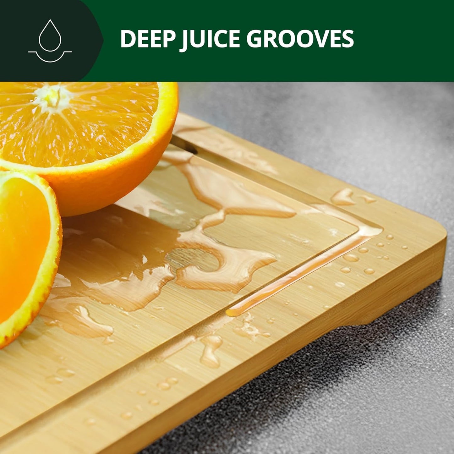 ROYAL CRAFT WOOD Wooden Cutting Boards for Kitchen Meal Prep & Serving - Bamboo Wood Serving Board Set with Deep Juice Groove Side Handles - Charcuterie & Chopping Butcher Block for Meat