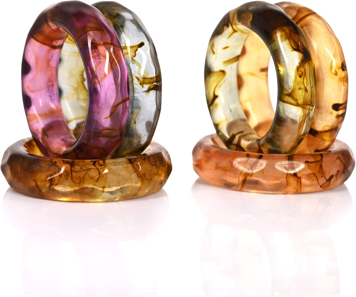 Epoxy Resin Napkin Holders for Cloth Napkins Set of 12 - Decorative Napkin Holders for Weddings, Parties & Everyday Dining - Diamond-Top Design in 6 Assorted Pastel Colors - CLEENTABLE