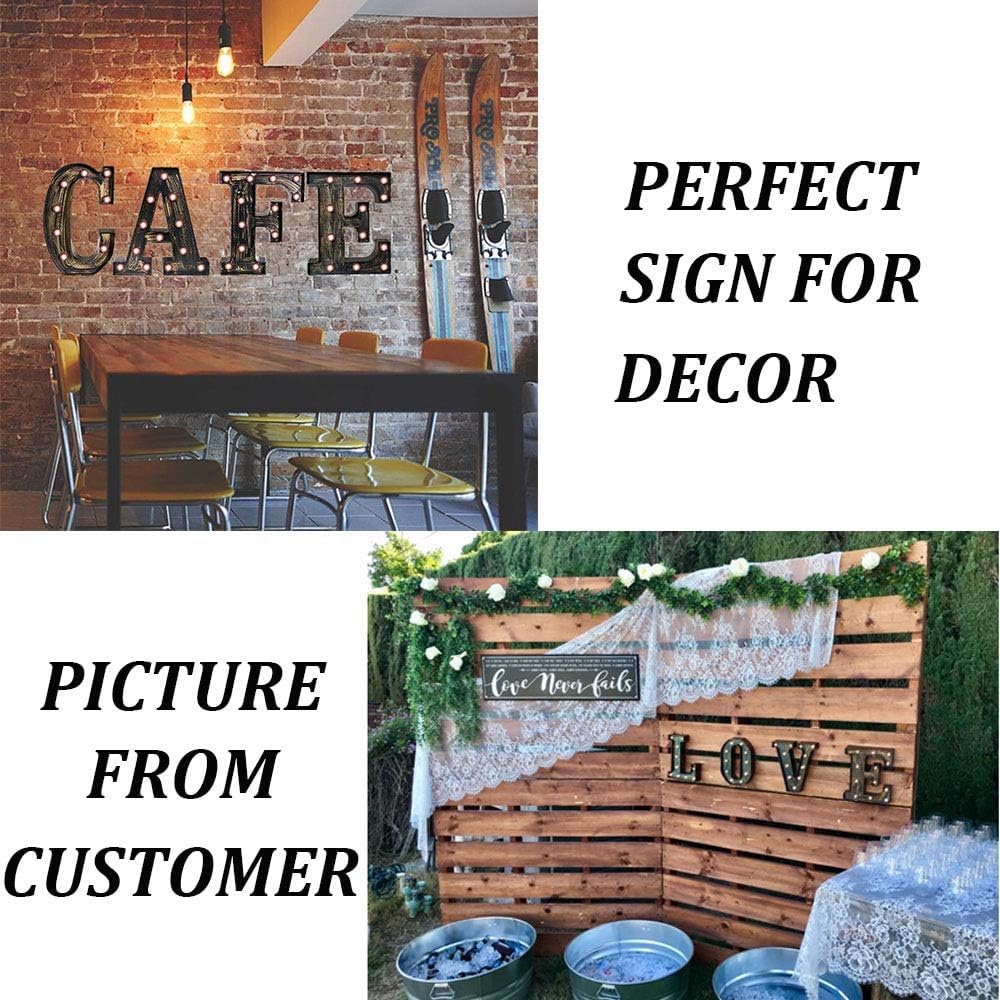 OYCBUZO Golden Black Led Marquee Letter - Industrial, Vintage Style Light Up Alphabet Letter Sign for Cafe Wedding Birthday Party Christmas Lamp Home Bar Initials Decor - M