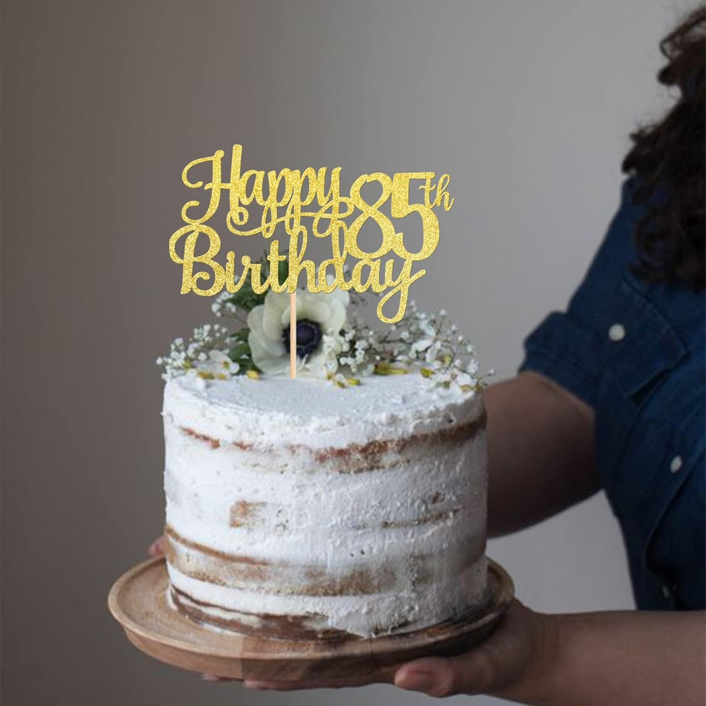 1 PCS Happy 85th Birthday Cake Topper Gold Glitter Cheers to 85 Years Birthday Cake Pick 85 Fabulous Cake Decoration for Happy 85th Birthday Theme Party Decorations Supplies