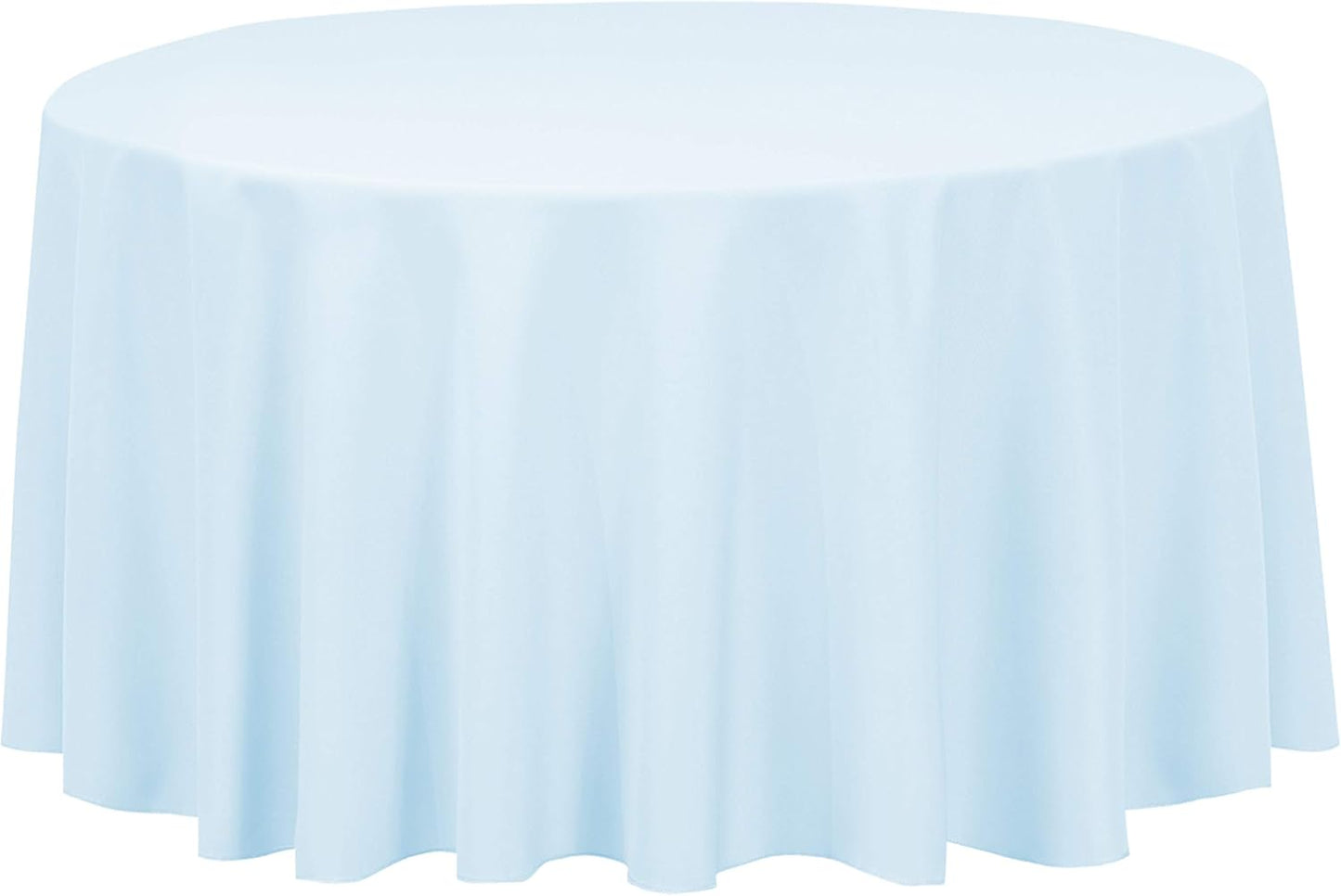 LTC LINENS Baby Blue Tablecloth 120 in Round for 60 Inch Circular Table - Washable, Wrinkle Resistant Polyester Fabric Cloth for Baby Shower, Wedding