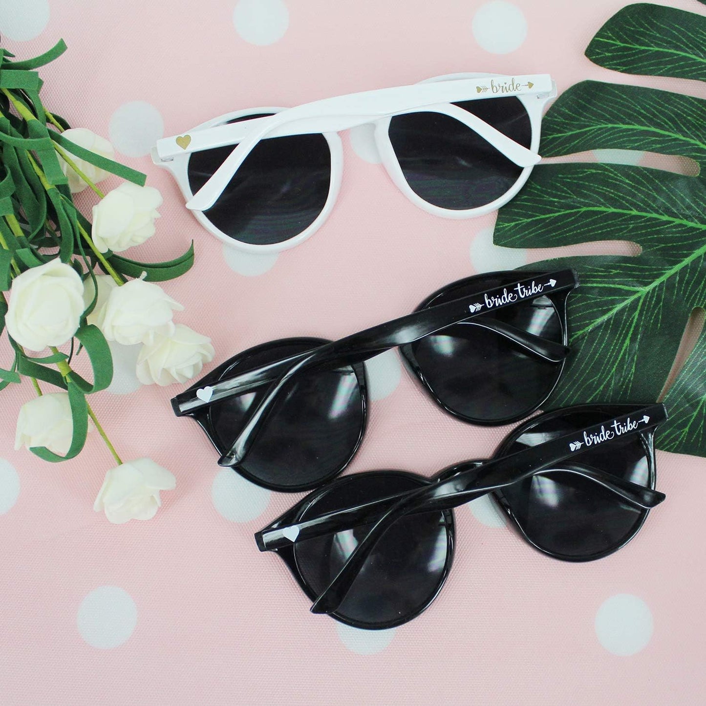 LADY&HOME Bachelorette Party Cat Eye Sunglasses - Bridesmaid & Bridal Shower Supplies, 10pcs Round Weddings Sunglasses