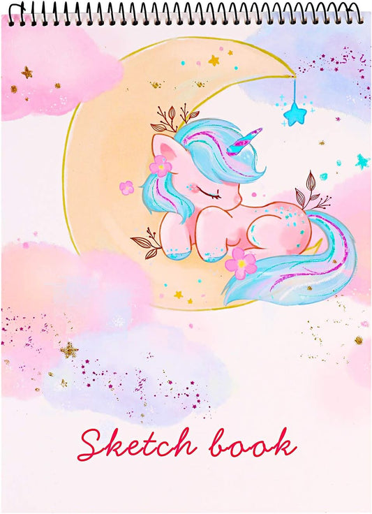 Sketch Book, 100 Pages (50 Sheets), Spiral Bound Artist Sketch Pad, Acid Free Drawing Paper for Drawing, Painting, Sketching or Doodling for Girls