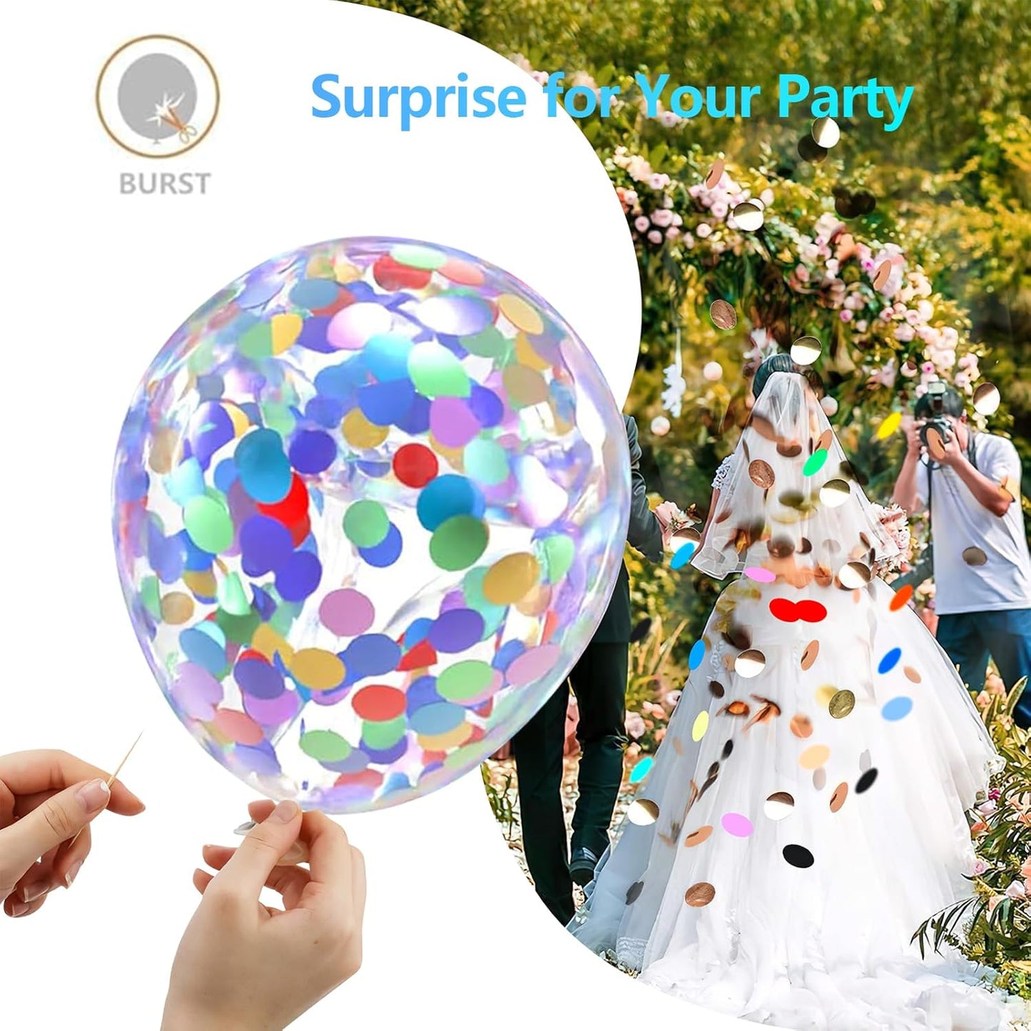 Bezente Rainbow Multicolor Confetti Latex Balloons - 60 Pack 12 inch Helium Colorful Confetti Balloons for Birthday Bridal Shower Wedding Party Decorations