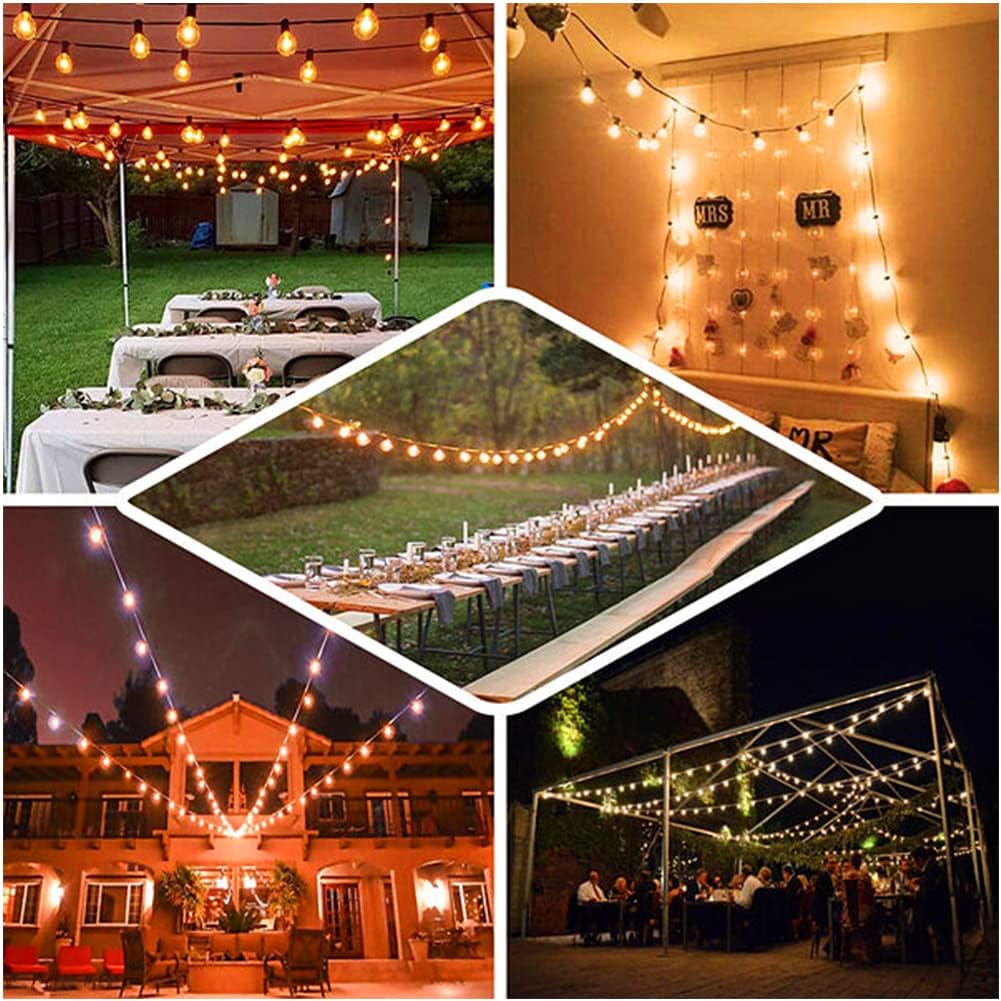25Ft Outdoor Globe String Lights, G40 Edison String Lights with 27 Clear Bulbs, Waterproof Connectable Hanging String Lights for Indoor Outdoor Wedding Party Decoration, White Wire